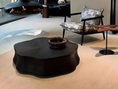 伽罗时光 中古风 独特睡莲造型花瓣茶几 静音防夹手缓冲滑轨 独特拼花工艺桌面  轻盈蝴蝶台面角几 典雅黑银搭配  招花引蝶茶几组合