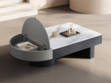 欧瑞仕 意式极简 大嘴茶几 创意大嘴造型上翻设计分区储物 纹理素雅易清洁微晶石台面 圆润防撞设计边角 茶几