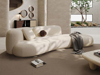 卡琪朵 奶油风 腰果沙发 亲肤软糯雪尼尔麻布 曼妙弧形设计 高密度海绵饱满填充 宽大曲面座面双倍舒适坐感 沙发组合 3.1米 左贵妃（此配置为分体沙发 含两个方抱枕）