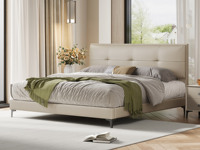 歌迪【热门推荐】极简风格 细腻柔韧仿真皮 0靠墙设计 极致省空间 告别拥挤感 高密度海绵饱满有型软弹释压+5A级俄罗斯落叶松实木框架 卡其色普通款 1.8*2.0米齐边床（搭配10公分松木排骨架）