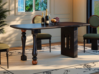 伽罗时光 中古风 庄园之梦实木餐桌 北美进口白蜡木 纹理自然 分区储物收纳柜+罗马造型雕刻白蜡木实木脚 高强支撑力 1.6米 全实木餐桌