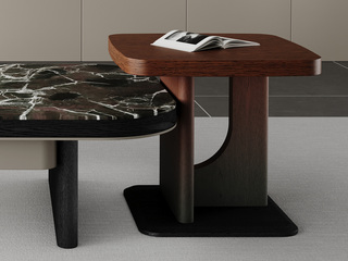  极简风格 创艺小角几 渐变色红橡木纹理 角几