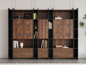 梵木悦语 中古风 进口红斑马 质感柔润纹理自然 梅花格栅设计点缀 多元化大容量储物空间 2.8米 酒柜