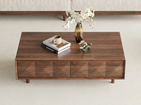 梵木悦语 中古风 进口红斑马 质感柔润纹理自然 设计感魔方块装饰柜面 大容量储物 茶几