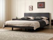 汉森庄园 英伦风 进口实木微雕工艺锻打锤纹肌理 设计感深浅光影变化 厚实大板床头不规则浮雕纹理 1.8*2.0米 实木床（搭配满铺燕尾油漆床板）