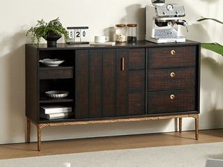  英伦风 进口实木微雕工艺 设计感深浅光影变化 大容量多元化储物空间 阿尔贝托雕塑金属高脚 1.5米 餐边柜