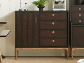 汉森庄园 英伦风 进口实木微雕工艺 设计感深浅光影变化 大容量多元化储物空间 阿尔贝托雕塑金属高脚 1.0米 餐边柜