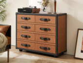 汉森庄园 英伦风 细腻柔软皮艺 科学分区大容量储物抽屉 1.0米 斗柜