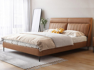  现代简约 奶油风 纳米科技布+高密度海绵+实木框架 槟榔棕 1.5*2.0米床（搭配10公分松木排骨架）