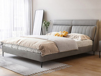 罗曼仕 现代简约 奶油风 头层牛皮+高密度海绵+实木框架 浅灰色 1.8*2.0米真皮床（搭配10公分松木排骨架 图片为布艺，此配置为真皮）