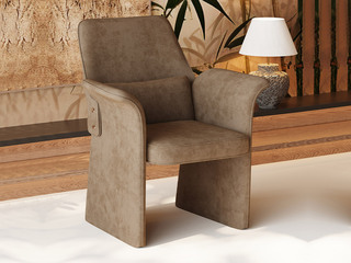  新中式主人椅 亲肤细腻绒布+环保定型夹板 茶椅