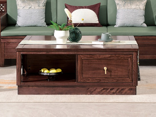  新中式 进口乌金木 纹理自然温润 素雅方正结构 开放式空间+抽屉 多元大容量储物 黑檀色 1.2米 茶几