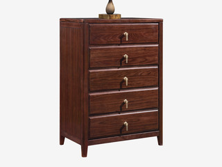  新中式 实木五斗柜 进口乌金木 纹理自然温润 宽阔柜面置物随心 大容量储物抽屉 黑檀色 五斗柜