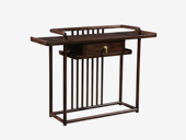 檀影轩 新中式 进口乌金木 纹理自然温润 格栅式设计 带抽屉便捷储物 装饰围边防掉落 黑檀色 1.5米 玄关