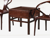 檀影轩 新中式 实木棋盘几 进口乌金木 纹理自然温润 独特棋盘几面 稳固实木脚 黑檀色 角几