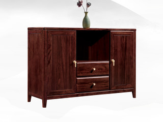  新中式 进口乌金木 纹理自然温润 科学设计分区多元化储物 对称美学设计 黑檀色 1.28米 餐边柜