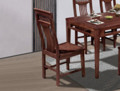檀影轩 新中式 进口乌金木 纹理自然温润 传统鱼鳞纹镂空雕花工艺 舒适弧形靠背 黑檀色 餐椅（单把价格 需双数购买 单数不发货）