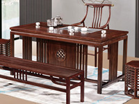 檀影轩 新中式 进口乌金木 纹理自然温润 镂空透气靠背 弧度设计贴合人体曲线 茶椅