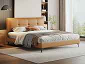 歌迪【热门推荐】极简风格 细腻柔韧仿真皮 0靠墙设计 极致省空间 告别拥挤感 高密度海绵饱满有型软弹释压+5A级俄罗斯落叶松实木框架  暮光橙普通款 1.8*2.0米齐边床（搭配10公分松木排骨架）