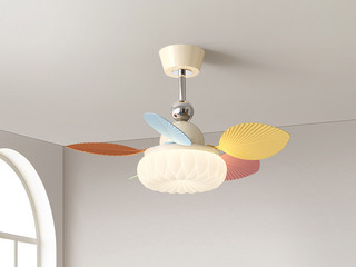 【包邮】 现代简约风格 铁材+ABS+PE滚塑 客厅卧室系列 ZYS3033彩色-吊灯款-离线语音+遥控 彩色 风扇灯(含光源 48W)（内蒙古，新疆，西藏，青海，甘肃、宁夏等地区不包邮 运费请咨询客服)