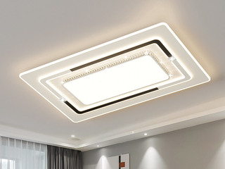 【包邮】 现代简约 铁+亚克力 客厅卧室系列 全屋套餐XY0264黑-两室两厅-离线语音+遥控 黑色 两室两厅(含光源 LED贴片)（内蒙古，新疆，西藏，青海，甘肃、宁夏等地区不包邮 运费请咨询客服）