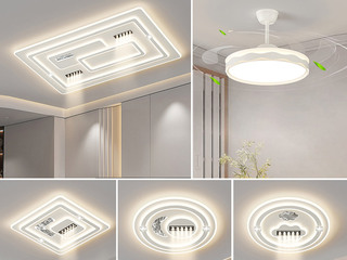 【包邮】 现代简约 铁+亚克力 客厅卧室系列 全屋套餐XY0263白-三室两厅-离线语音+遥控 白色 三室两厅(含光源 LED贴片)（内蒙古，新疆，西藏，青海，甘肃、宁夏等地区不包邮 运费请咨询客服）