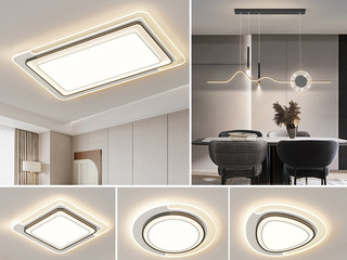 【包邮】 现代简约 铁+亚克力 客厅卧室系列 全屋套餐XY0221黑-三室两厅-离线语音+遥控 黑色 三室两厅(含光源 LED贴片)（内蒙古，新疆，西藏，青海，甘肃、宁夏等地区不包邮 运费请咨询客服）