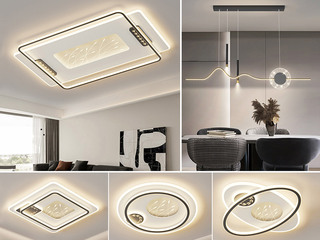 【包邮】 现代简约 铁+亚克力 客厅卧室系列 全屋套餐XY0219黑-三室两厅-离线语音+遥控 黑色 三室两厅(含光源 LED贴片)（内蒙古，新疆，西藏，青海，甘肃、宁夏等地区不包邮 运费请咨询客服）