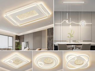 【包邮】 现代简约 铁+亚克力 客厅卧室系列 全屋套餐XY0219白-三室两厅-离线语音+遥控 白色 三室两厅(含光源 LED贴片)（内蒙古，新疆，西藏，青海，甘肃、宁夏等地区不包邮 运费请咨询客服）