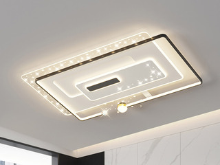 【包邮】 现代简约 铁+亚克力 客厅卧室系列 全屋套餐XY0210黑-两室两厅-三色变光 黑色 两室两厅(含光源 LED贴片)（内蒙古，新疆，西藏，青海，甘肃、宁夏等地区不包邮 运费请咨询客服）