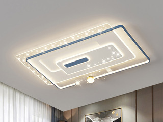 【包邮】 现代简约 铁+亚克力 客厅卧室系列 全屋套餐XY0210蓝-两室两厅-离线语音+遥控 蓝色 两室两厅(含光源 LED贴片)（内蒙古，新疆，西藏，青海，甘肃、宁夏等地区不包邮 运费请咨询客服）