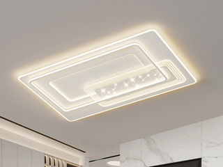 【包邮】 现代简约 铁+亚克力 客厅卧室系列 全屋套餐XY0201B白-两室一厅-离线语音+遥控 白色 两室一厅(含光源 LED贴片)（内蒙古，新疆，西藏，青海，甘肃、宁夏等地区不包邮 运费请咨询客服）