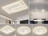 【包邮】格美灯饰 现代简约 铁+亚克力 客厅卧室系列 全屋套餐XY0201B白-三室两厅-三色变光 白色 三室两厅(含光源 LED贴片)（内蒙古，新疆，西藏，青海，甘肃、宁夏等地区不包邮 运费请咨询客服）