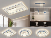 【包邮】格美灯饰 现代简约 铁+亚克力 客厅卧室系列 全屋套餐XY0201蓝-三室两厅-三色变光 蓝色 三室两厅(含光源 LED贴片)（内蒙古，新疆，西藏，青海，甘肃、宁夏等地区不包邮 运费请咨询客服）