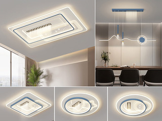 【包邮】 现代简约 铁+亚克力 客厅卧室系列 全屋套餐XY0201蓝-三室两厅-离线语音+遥控 蓝色 三室两厅(含光源 LED贴片)（内蒙古，新疆，西藏，青海，甘肃、宁夏等地区不包邮 运费请咨询客服）