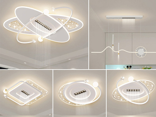 【包邮】 现代简约 铁+亚克力 客厅卧室系列 全屋套餐XY0199白-三室两厅-三色变光 白色 三室两厅(含光源 LED贴片)（内蒙古，新疆，西藏，青海，甘肃、宁夏等地区不包邮 运费请咨询客服）