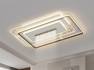 【包邮】 现代简约 铁+亚克力 客厅卧室系列 全屋套餐XY0185黑-两室一厅-三色变光 黑色 两室一厅(含光源 LED贴片)（内蒙古，新疆，西藏，青海，甘肃、宁夏等地区不包邮 运费请咨询客服）