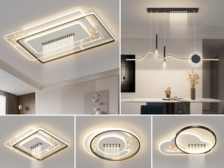 【包邮】 现代简约 铁+亚克力 客厅卧室系列 全屋套餐XY0185黑-三室两厅-离线语音+遥控 黑色 三室两厅(含光源 LED贴片)（内蒙古，新疆，西藏，青海，甘肃、宁夏等地区不包邮 运费请咨询客服）