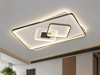 【包邮】 现代简约 铁+亚克力 客厅卧室系列 全屋套餐XY0180黑-两室两厅-三色变光 黑色 两室两厅(含光源 LED贴片)（内蒙古，新疆，西藏，青海，甘肃、宁夏等地区不包邮 运费请咨询客服）