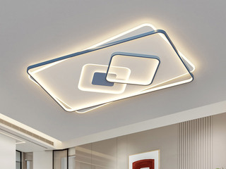 【包邮】 现代简约 铁+亚克力 客厅卧室系列 全屋套餐XY0180蓝-两室一厅-三色变光 蓝色 两室一厅(含光源 LED贴片)（内蒙古，新疆，西藏，青海，甘肃、宁夏等地区不包邮 运费请咨询客服）