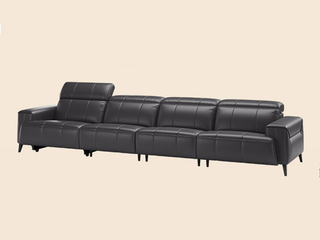  顾家家居旗下轻时尚品牌 极简风格 贝多芬真皮功能沙发 严选奢华质感头层牛皮 饱满起伏钢琴键靠背造型 翻折靠头设计躺卧随心 宽厚扶手自然承托 右功能位 小五人位沙发