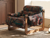 歌迪 极简风格 泽西岛椅 独特彩绣提花花布 蓬松柔软羽绒 人体工学科学角度设计 饱满圆润扶手 超大坐深舒适惬意 休闲椅