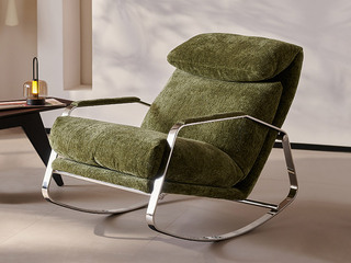  极简风格 欧文休闲椅 细腻柔软雪尼尔绒 蓬松柔软羽绒 饱满厚实可翻折头枕 悬浮灵动设计 休闲椅