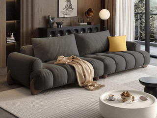 【现货】 奶油风 亲肤细腻牛奶绒 Q弹柔软紫罗兰海绵 设计造型稳固安全实木脚 进口落叶松实木框架 2.5米 小四人位沙发