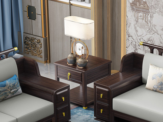  进口乌金木纹理饰面 五金拉手 角几