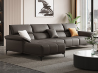 【现货】歌迪 极简风格 大象耳朵沙发 细腻柔韧仿真皮 柔软舒适 实木框架 高回弹海绵 羽绒填充柔软靠包 转角沙发 1+3+右贵妃