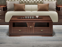 云柚居 新中式  自然清晰实木纹理 弧形装饰开放格 多元储物空间 全落地式稳固结构 1.2米 茶几