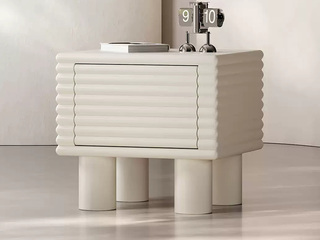  奶油风 棉花糖床头柜 高级波纹面 超大储物抽屉置物有序 圆角贴心护 磕碰皆可防 床头柜