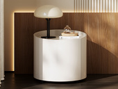 欧瑞仕 意式极简 矮款落地斜边一体设计 圆形简洁柜筒 高质缓冲导轨 奶油色 床头柜