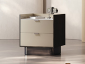 Milantti 米兰蒂 极简风格 细腻光滑岩板 经典双抽大容量科学储物 坚实耐用黑钛不锈钢底座 床头柜